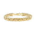 9K Yellow Gold 8mm Domed Byzantine Chain Bracelet /7.5"