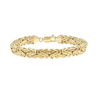 9K Yellow Gold 8mm Domed Byzantine Chain Bracelet /7.5"