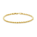 9K Yellow Gold Hollow Diamond Cut Rope Bracelet /7.5"