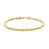 9K Yellow Gold Hollow Diamond Cut Rope Bracelet /7.5"