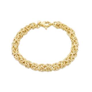 9K Yellow Gold Textured Byzantine Bracelet /7.5"