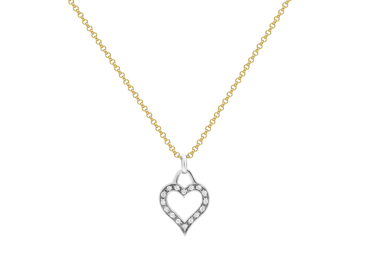9K 2 Colour Gold Cubic Zirconia Heart Necklace