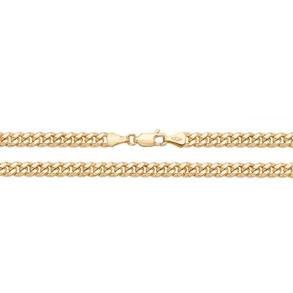 9K Yellow Gold Solid Cuban Curb Chain 18"