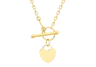 9ct Yellow Gold T Bar and Heart Necklace