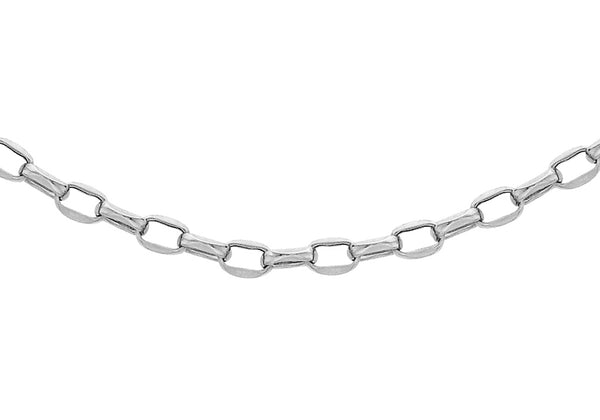 9K White Gold 2.6mm Oval Diamond Cut Belcher Chain 16"