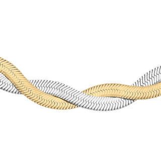 9K Yellow and White Gold Herringbone Chain 17"
