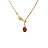 18K Yellow Gold Red Enamel Locket Adjustable Chain 20"