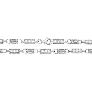 Sterling Silver Cubic Zirconia Greek Chain
