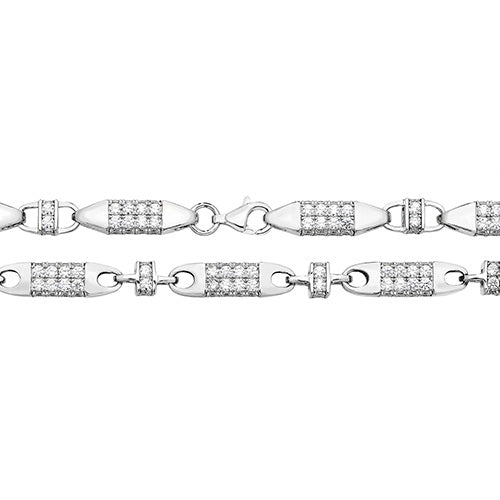Sterling Silver Cubic Zirconia Block Chain