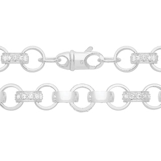 Sterling Silver Cubic Zirconia Round Belcher Chain 26"