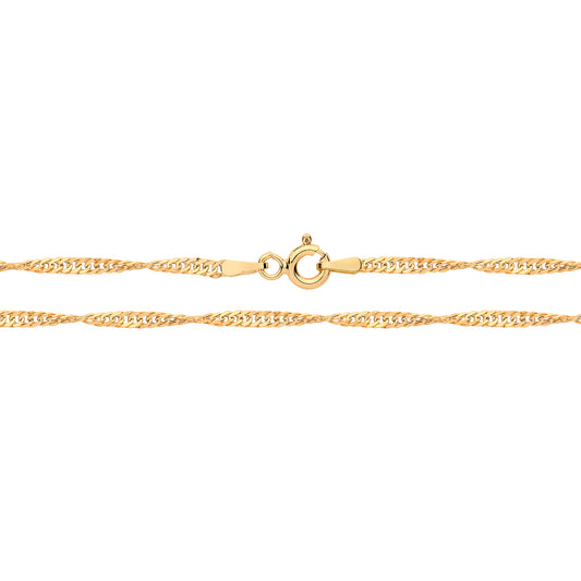 9K Yellow Gold Singapore Hollow Chain 20"