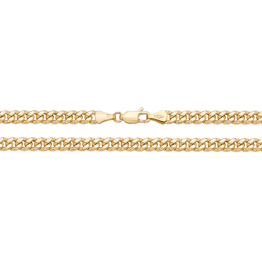 9K Yellow Gold Semi Solid Cuban Curb Chain 20"