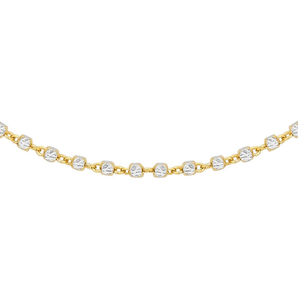 9K 2-Colour Gold Diamond Cut Cube Chain /20’’