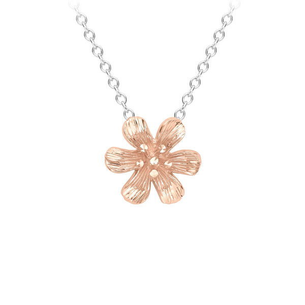 9K 2-Colour Gold Flower Necklace /17’’-18’’