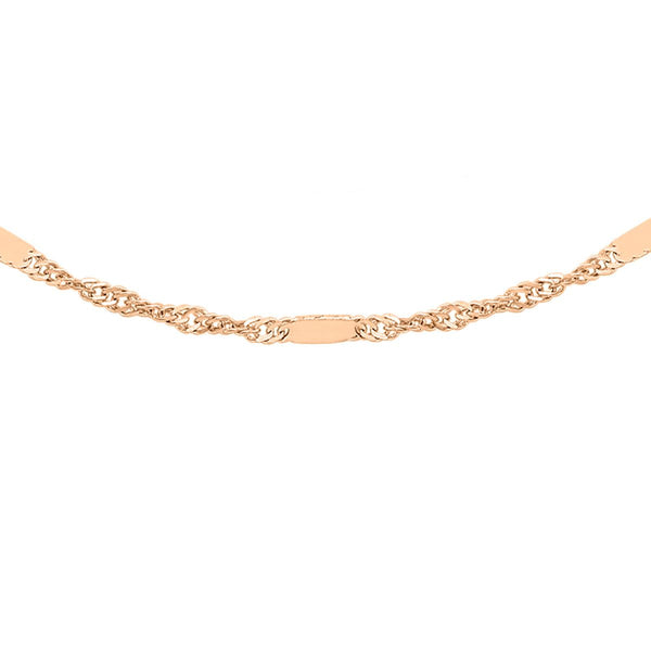 9K Rose Gold Twist & Bar Curb Chain /16’’