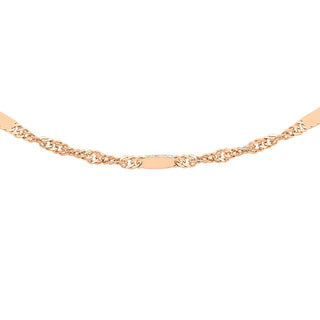 9K Rose Gold Twist & Bar Curb Chain /18’’