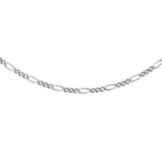 9K White Gold 50 Diamond Cut Figaro Chain /18"