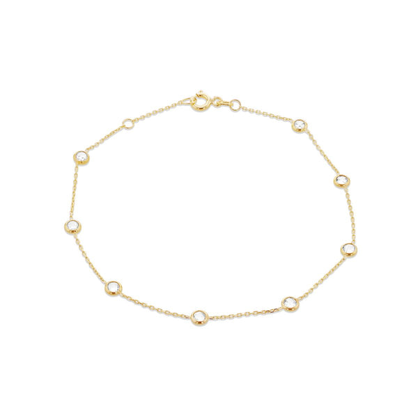 9K Yellow Gold 3.65mm CZ Adjustable Bracelet /7"-7.5"