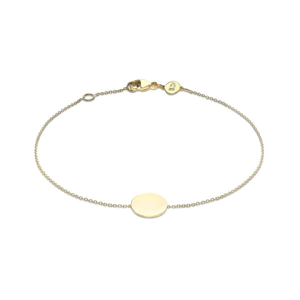 9K Yellow Gold Disc Adjustable Bracelet /7"-7.5"