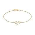 9K Yellow Gold 'Love' Heart Adjustable Bracelet /7''-7.5''