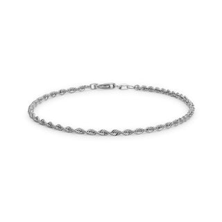 9K White Gold 30 Hollow Diamond Cut Rope Bracelet /7"