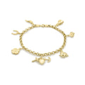 9K Yellow Gold '7-Lucky-Charms' Bracelet /7"