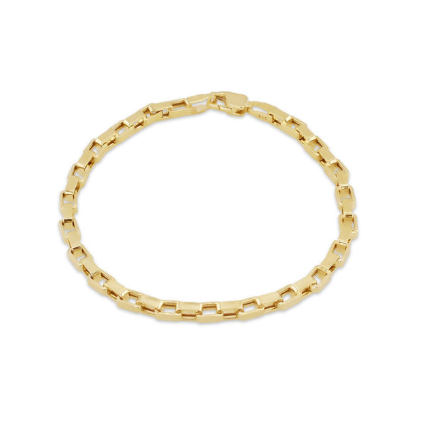 9K Yellow Gold Square Paper Link Bracelet /7"