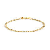 9K Yellow Gold Hollow Figaro Bracelet /7"