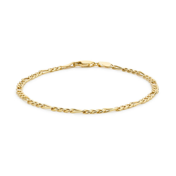 9K Yellow Gold Hollow Figaro Bracelet /7"