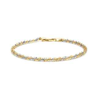 9K 2-Colour Gold Twist Chain Bracelet /7"