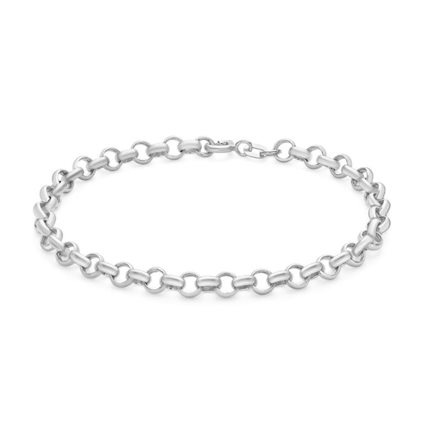 9K White Gold Round Belcher Bracelet /7"