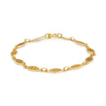 9K Yellow Gold 5mm Filigree Oval Bracelet /7"