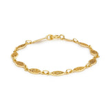 9K Yellow Gold 5mm Filigree Oval Bracelet /7"