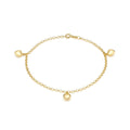 9K Yellow Gold 3-Heart Belcher Bracelet /7"