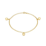 9K Yellow Gold 3-Heart Belcher Bracelet /7"