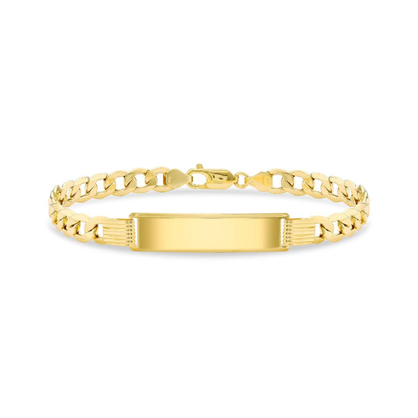 9K Yellow Gold Hollow Curb ID Bracelet /8.5"