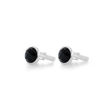 Men's Sterling Silver Faceted Black Onyx Round Cufflinks
