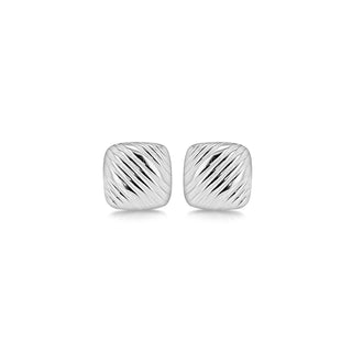 Men's Sterling Silver Ribbed Square Cufflinks