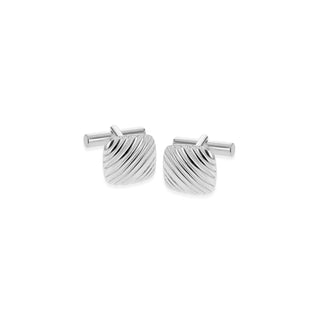 Men's Sterling Silver Ribbed Square Cufflinks