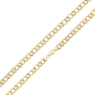 9CT Yellow Gold Handmade 7mm Textured Double Curb Chain