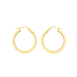 9K Yellow Gold Square-Tube 22mm Hoop Creole Earrings