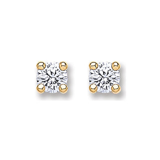 9ct Gold 4.0mm Round Brilliant CZ Studs