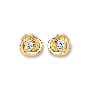 9ct Gold CZ Knot Studs