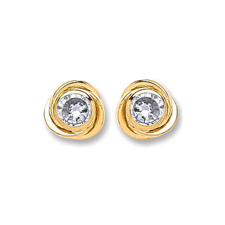 9ct Gold Medium CZ Knot Studs
