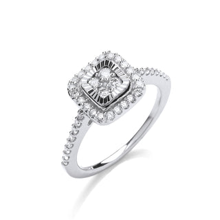 9ct Wg 0.40ctw Diamond Cluster Ring With D/c Bezel
