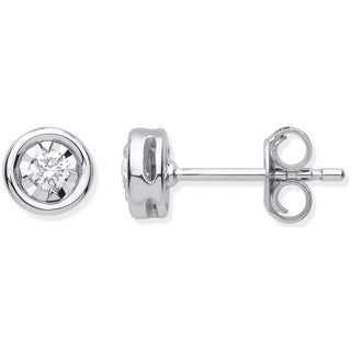 9ct Wg Rub-over Illusion Set 0.15ctw Diamond Studs