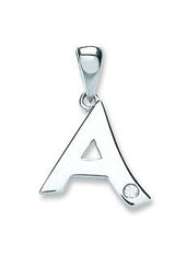 9ct White Gold 0.01ct Diamond A Initial