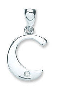 9ct White Gold 0.01ct Diamond C Initial