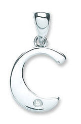 9ct White Gold 0.01ct Diamond C Initial