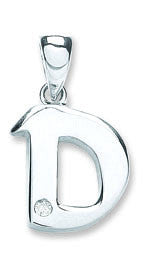 9ct White Gold 0.01ct Diamond D Initial